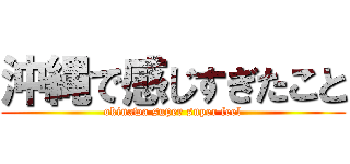 沖縄で感じすぎたこと (okinawa super super feel)