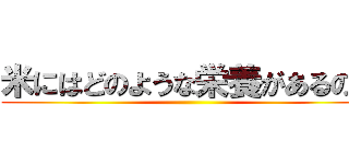 米にはどのような栄養があるのか ()