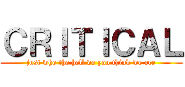 ＣＲＩＴＩＣＡＬ (just who the hell do you think we are)