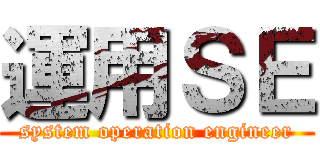 運用ＳＥ (system operation engineer)