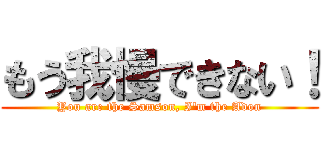 もう我慢できない！ (You are the Samson, I\'m the Adon)