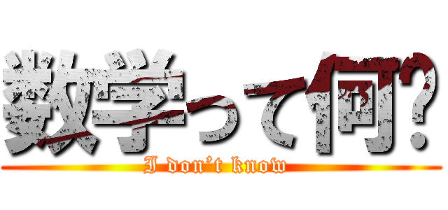 数学って何⁈ (I don’t know )