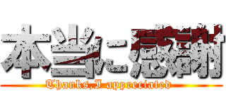 本当に感謝 (Thanks,I appreciated )