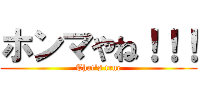 ホンマやね！！！ (That's true)