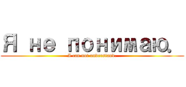 Я не понимаю． (I can not understand.)