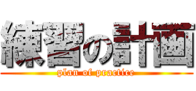 練習の計画 (plan of practice)