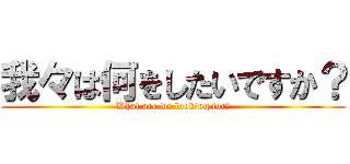 我々は何をしたいですか？ (What are we looking for?)