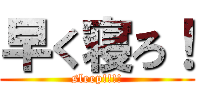 早く寝ろ！ (sleep!!!!)