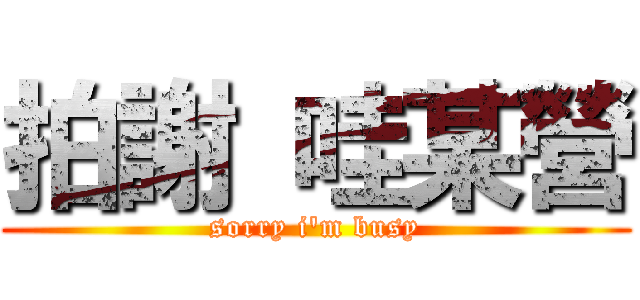 拍謝 哇某營 (sorry i\'m busy)