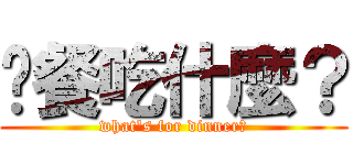 晚餐吃什麼？ (what\'s for dinner?)