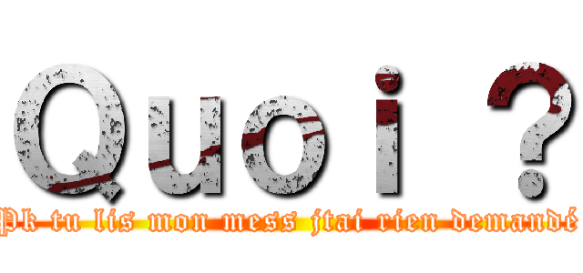Ｑｕｏｉ ？ (Pk tu lis mon mess jtai rien demandé)