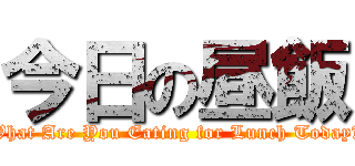 今日の昼飯 (What Are You Eating for Lunch Today?)