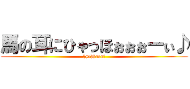 馬の耳にひゃっほぉぉぉーぃ♪ (hyahhoooi)