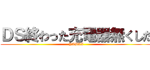 ＤＳ終わった充電器無くした (YABAI)