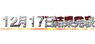 １２月１７日結果発表 ()