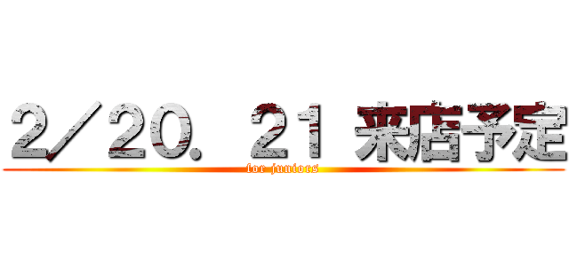２／２０．２１ 来店予定 (for juniors)