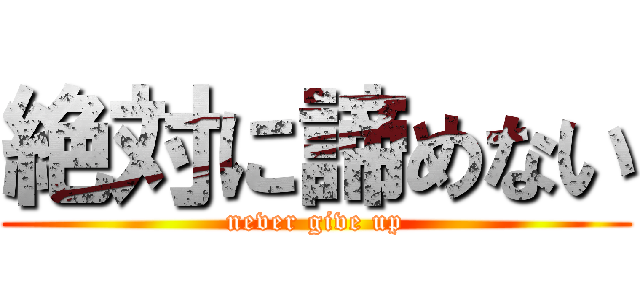 絶対に諦めない (never give up)