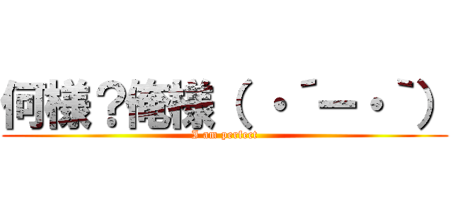 何様？俺様（ ・´ー・｀） (I am perfect)