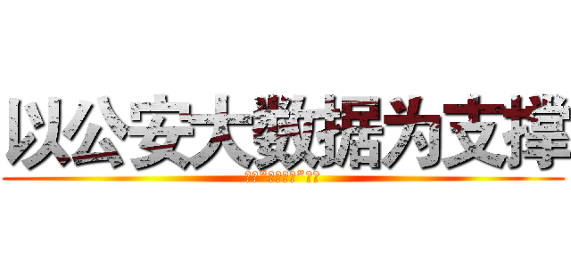 以公安大数据为支撑 (服务“智慧城市”建设)