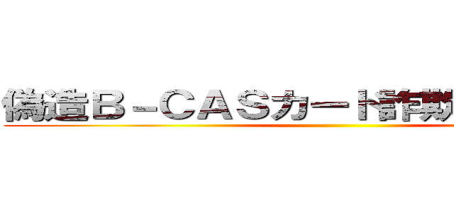 偽造Ｂ－ＣＡＳカード詐欺を追い詰めろ ()