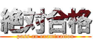 絶対合格 (pass an examination)