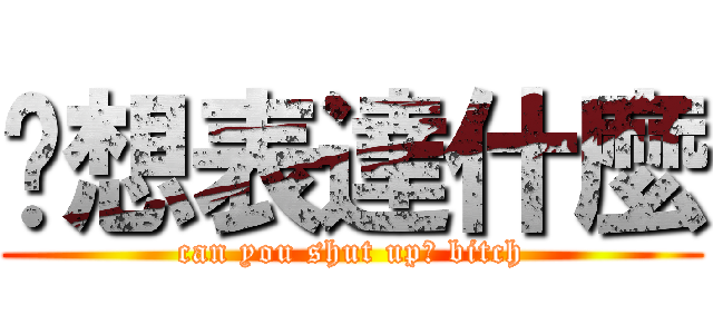 你想表達什麼 (can you shut up? bitch)