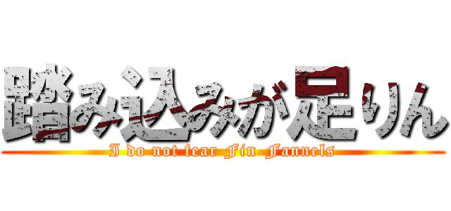 踏み込みが足りん (I do not fear Fin-Fannels)