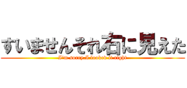 すいませんそれ右に見えた (I\'m sorry.I looked it right)