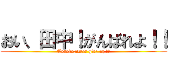 おい、田中！がんばれよ！！ (Tanaka,never give up ！！)
