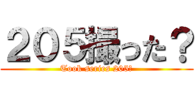 ２０５撮った？ (Took series 205?)