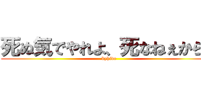 死ぬ気でやれよ、死なねぇから。 (byhide)