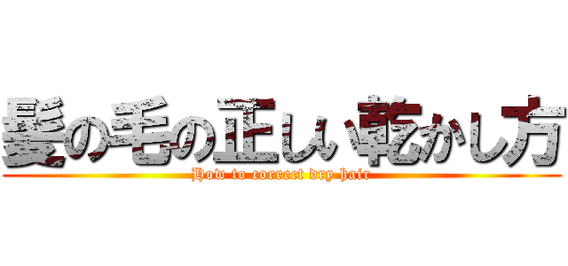 髪の毛の正しい乾かし方 (How to correct dry hair)