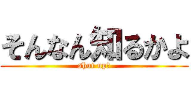 そんなん知るかよ (shut up！)