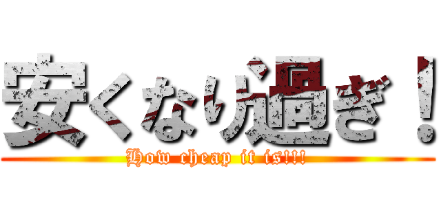 安くなり過ぎ！ (How cheap it is!!!)