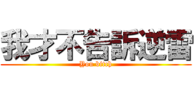 我才不告訴逆雷 (You bitch)