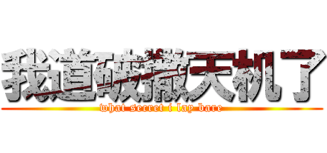 我道破撒天机了 (what secret i lay bare)
