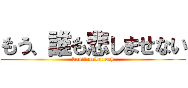 もう、誰も悲しませない (don't never cry)