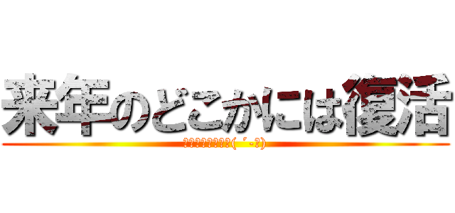 来年のどこかには復活 (絶対忘れられてる( ´-｀))