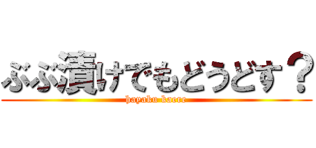 ぶぶ漬けでもどうどす？ (hayaku kaere)