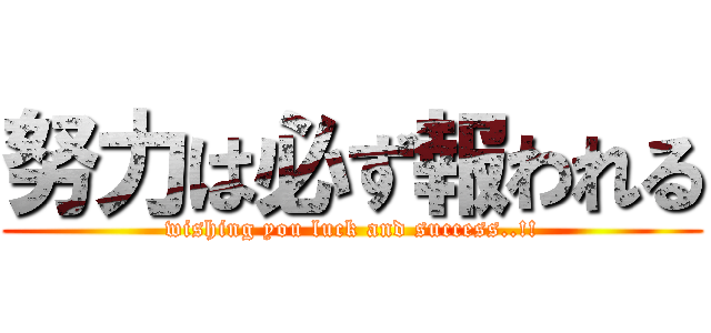 努力は必ず報われる (wishing you luck and success..!!)