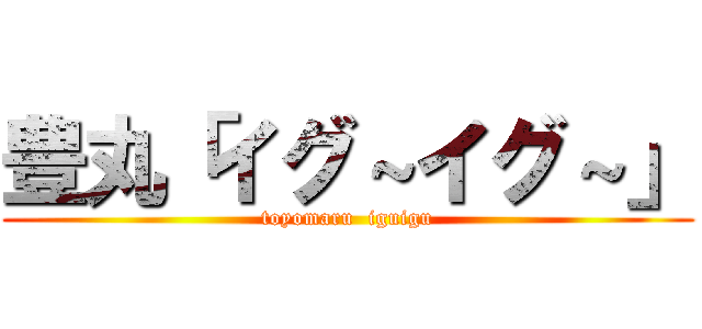 豊丸「イグ～イグ～」 (toyomaru  iguigu)