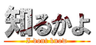 知るかよ (I dont know)