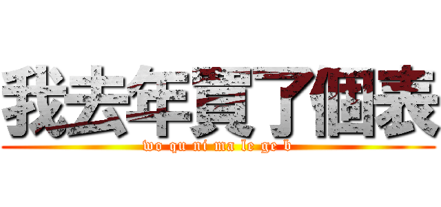 我去年買了個表 (wo qu ni ma le ge b)