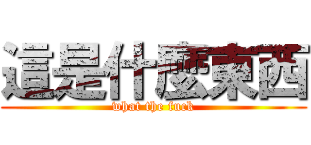 這是什麼東西 (what the fuck)
