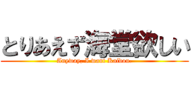 とりあえず海堂欲しい (Anyway, I want Kaidou.)