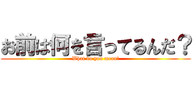 お前は何を言ってるんだ？ (What do you mean?)