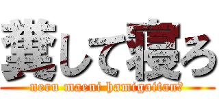 糞して寝ろ (neru maeni hamigaitan?)