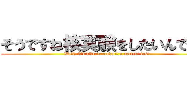 そうですね核実験をしたいんですが (Well, I'd like to conduct a nuclear test)