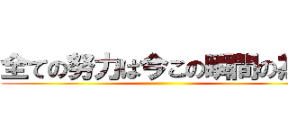 全ての努力は今この瞬間の為に ()