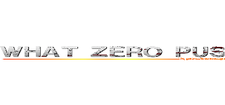 ＷＨＡＴ ＺＥＲＯ ＰＵＳＳＹ ＤＯＥＳ ＴＯ Ａ ＭＦ (WHAT ZERO PUSSY DOES TO A MF)